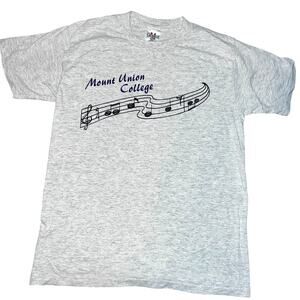 Vintage single stitch Mount Union College Gray  graphic musical T-shirt men Med